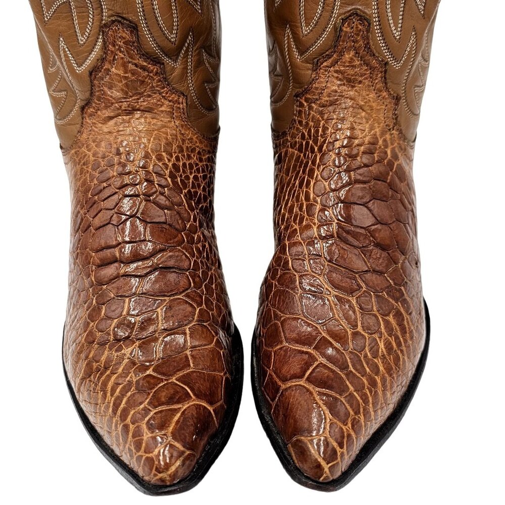 Vintage Preban Exotic Justin Womens 8AA Honey Brown Cowboy Western Boots Cowgirl